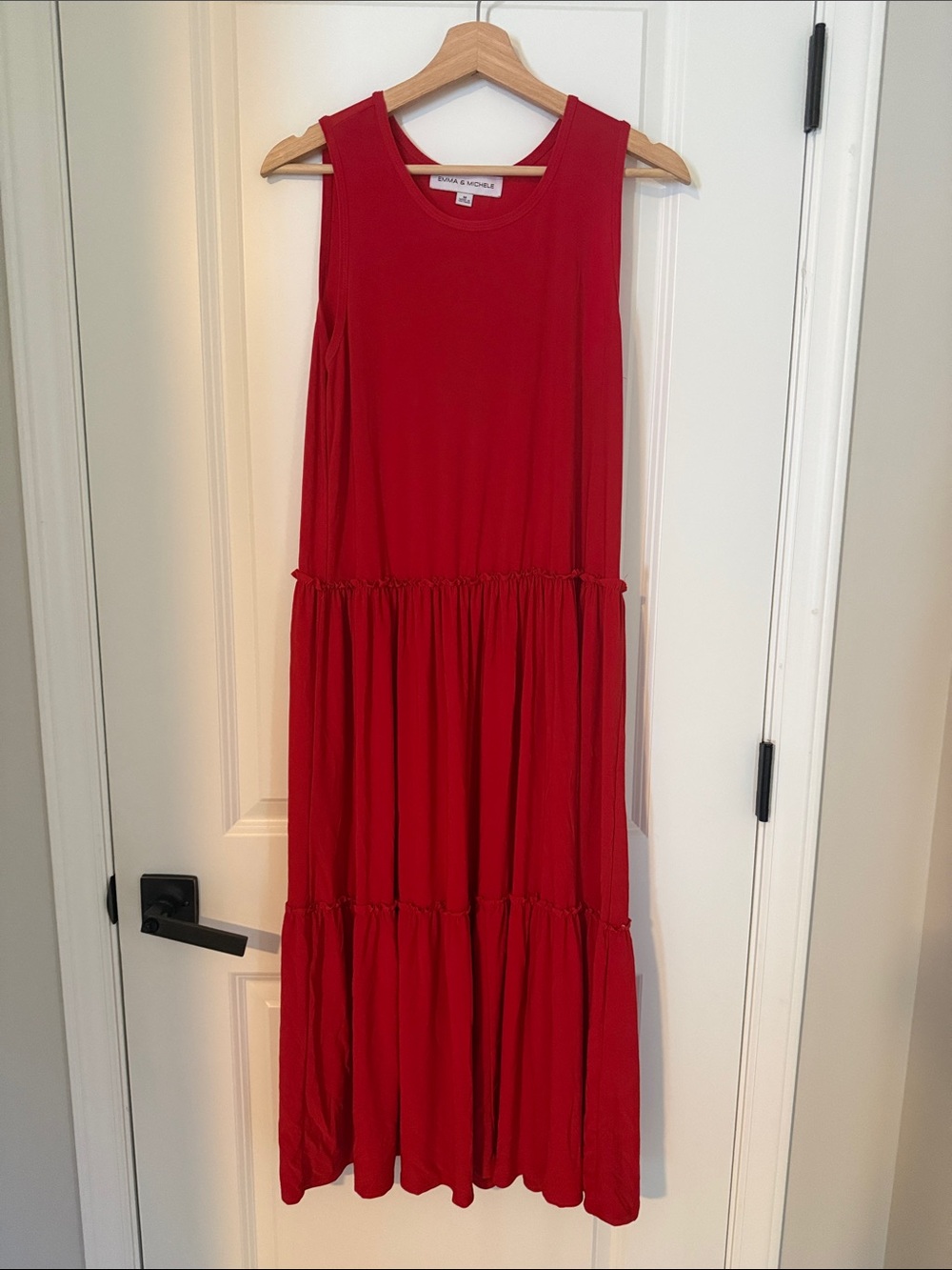 Emma & Michele Red Sleeveless Tiered Maxi Dress